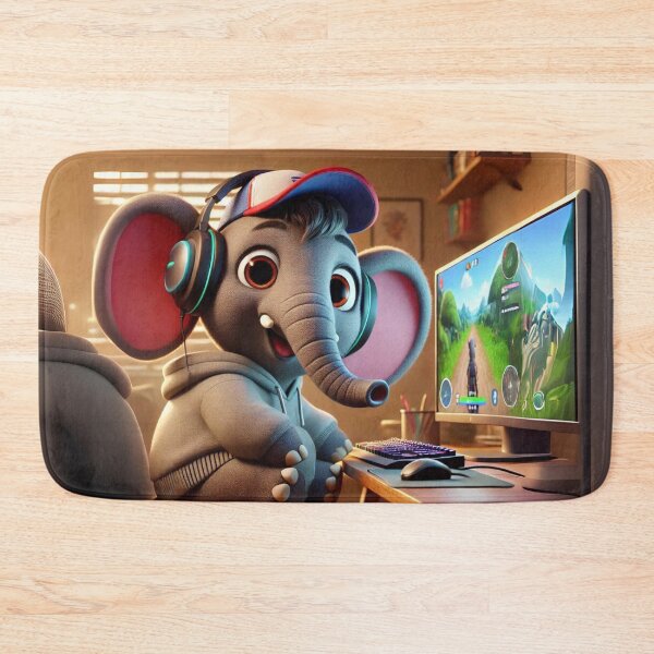 Item preview, Gamer African Bush Elephant Enjoying the Digital World designed and sold by Sillytoe.