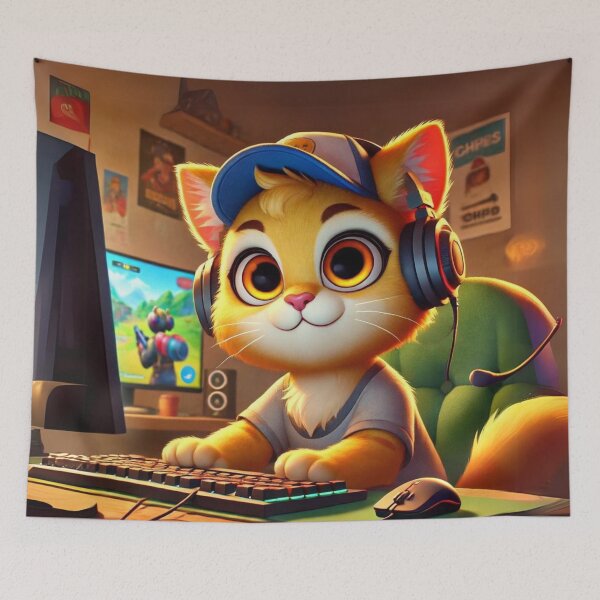 Item preview, Enthusiastic African Golden Cat Gamer designed and sold by Sillytoe.