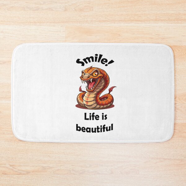 Item preview, Smile Life Beautiful Positive Message Cartoon Snake Illustration designed and sold by Rostislav Bouda.