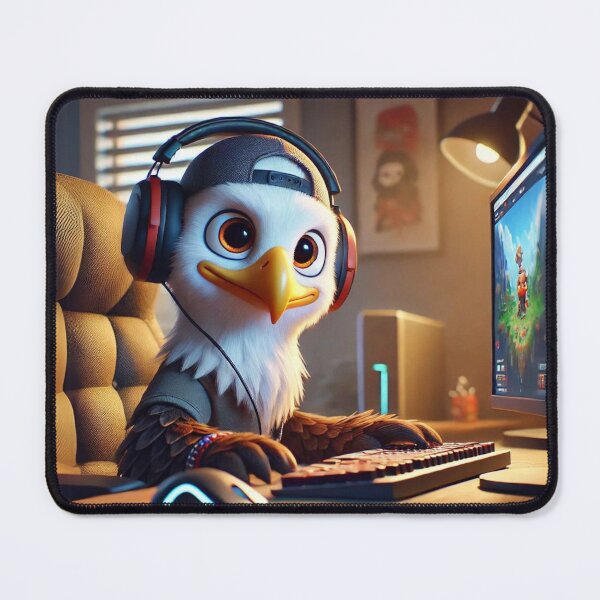 Item preview, Bald Eagle Gamer in Action designed and sold by Sillytoe.