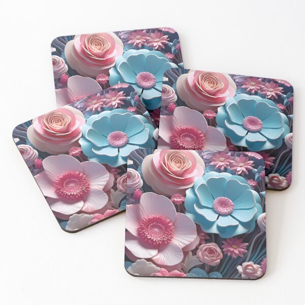 Item preview, aesthetic 3D flowers, floral pattern designed and sold by Mauswohn.