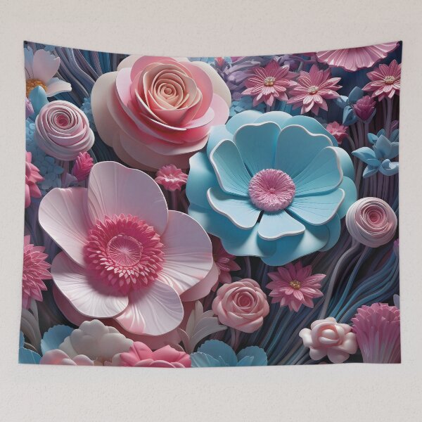Item preview, aesthetic 3D flowers, floral pattern designed and sold by Mauswohn.