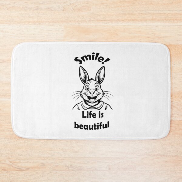 Item preview, Smile Life Beautiful Positive Message Cartoon Rabbit Illustration designed and sold by Rostislav Bouda.