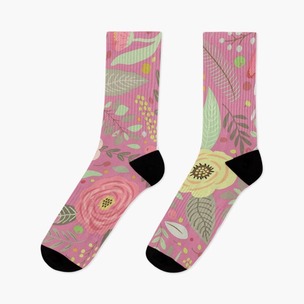 Item preview, Antique Pink Vintage Scandinavian Floral Leaf Pattern designed and sold by FarmOfCuties.