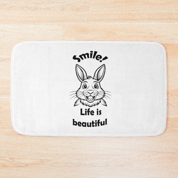 Item preview, Smile Life Beautiful Positive Message Cartoon Rabbit Illustration designed and sold by Rostislav Bouda.