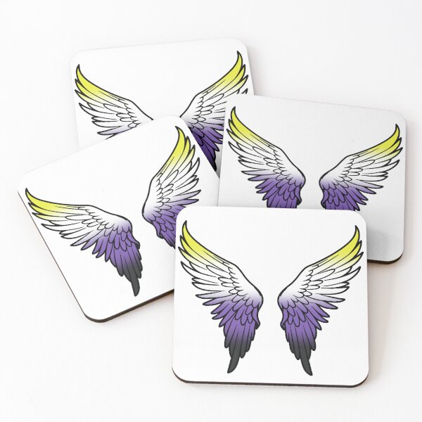 Item preview, Nonbinary Pride Flag Angel Wings, Subtle Nonbinary Design designed and sold by Travelslightly.