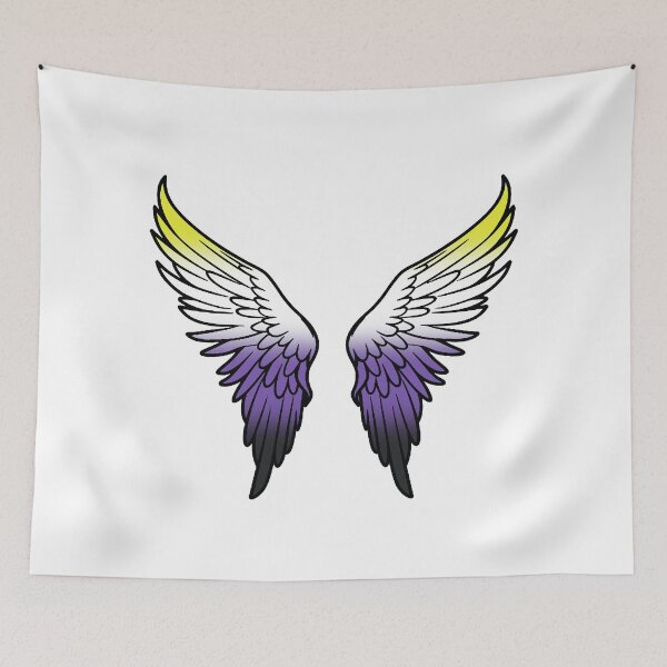 Item preview, Nonbinary Pride Flag Angel Wings, Subtle Nonbinary Design designed and sold by Travelslightly.