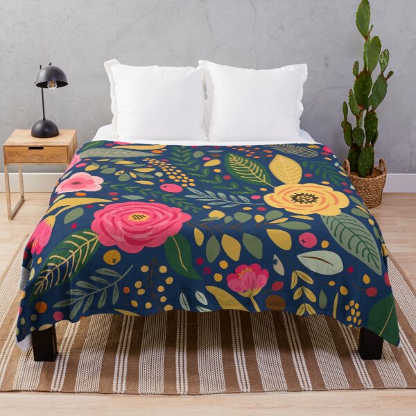 Item preview, Vintage Blue Scandinavian Floral Leaf Pattern designed and sold by FarmOfCuties.