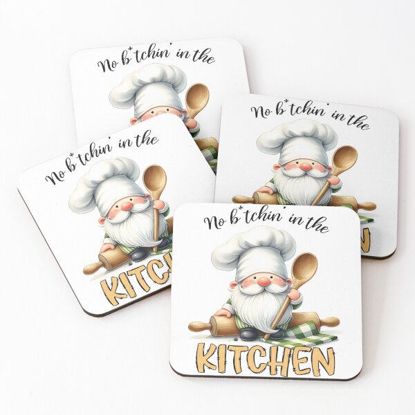 Item preview, no bitchin in the kitchen , funny kitchen sayings, gnome  designed and sold by PRINYOS.