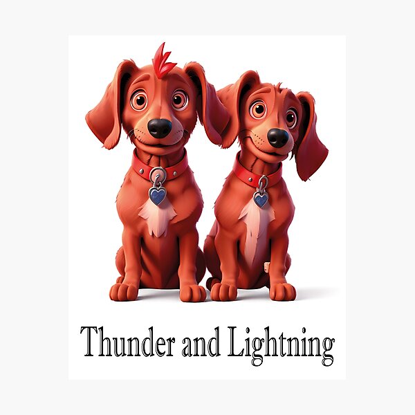 Item preview, Thunder and Lightning two adorable dogs cartoon designed and sold by Museum Of Non-Existing Art.