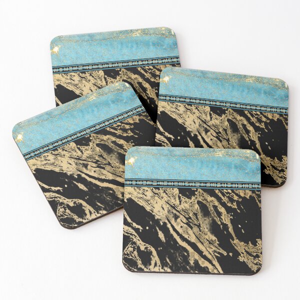 Item preview, Beach theme in gold wavey lines with black and gold texture. designed and sold by Chicas-wonder.