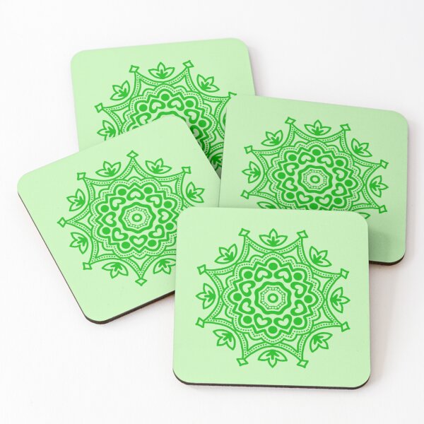 Item preview, Green mandala folk motif designed and sold by Kalpa.