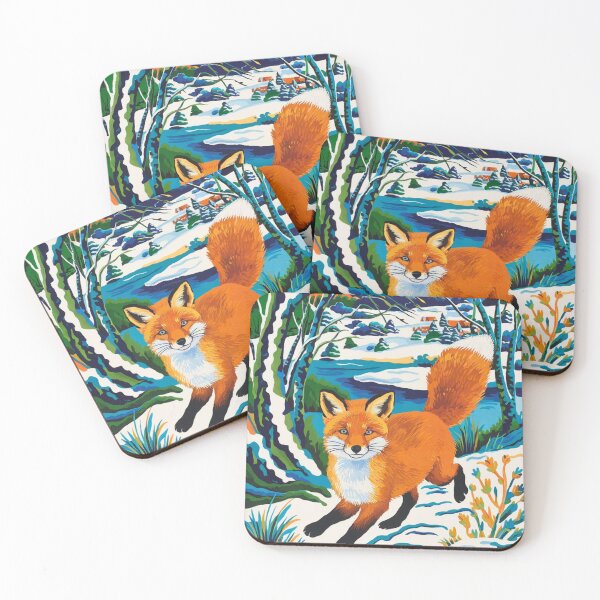 Item preview, Fox Portrait. Winter season, snow fox, vintage fox, fox painting, Henri Matisse style designed and sold by FoxVibes.