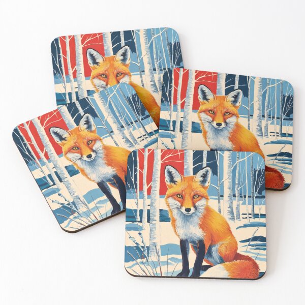 Item preview, Fox Portrait. Winter season, snow fox, vintage fox, fox painting, Henri Matisse style designed and sold by FoxVibes.