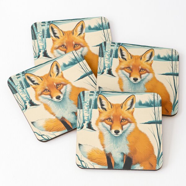 Item preview, Fox Portrait. Winter season, snow fox, vintage fox, fox painting, Henri Matisse style designed and sold by FoxVibes.