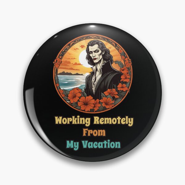 Item preview, Workaholic Vampire by The Beach - Working Remotely From My Vacation designed and sold by Ridiculam Toga.