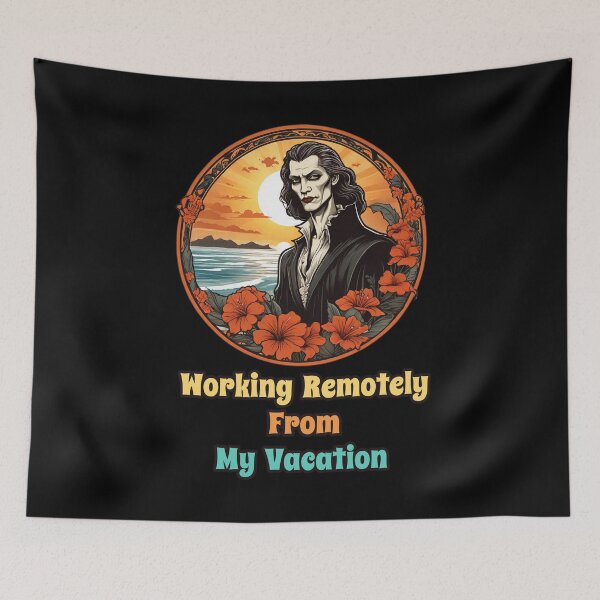 Item preview, Workaholic Vampire by The Beach - Working Remotely From My Vacation designed and sold by Ridiculam Toga.
