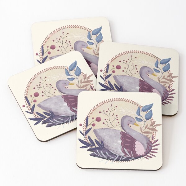 Item preview, Folksy Swan - Purple Swan on Cream Background // Digital Art Illustration designed and sold by creativebakergb.