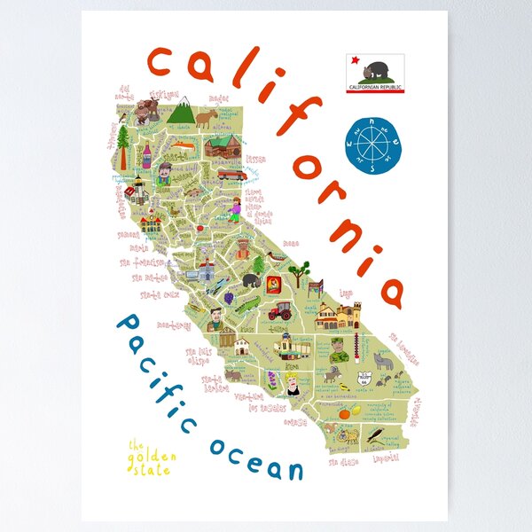 Mapa Divertido De California 15.350 California Map Stock Photos,