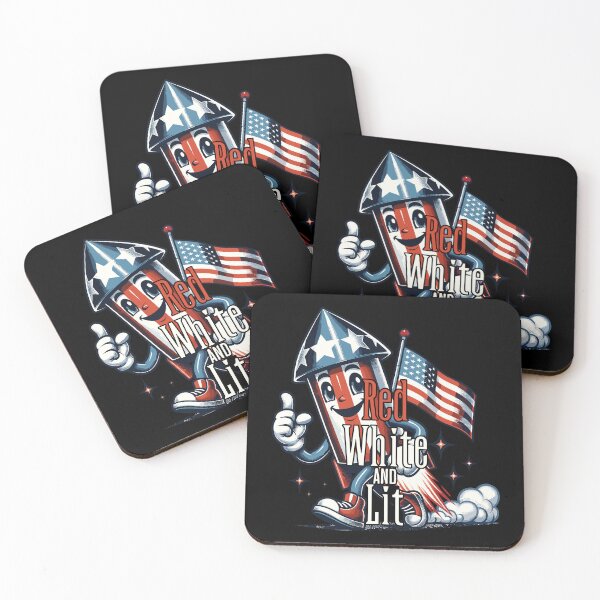 Item preview, Red White Lit Retro Vintage Design 4th of July designed and sold by LuminOrb.