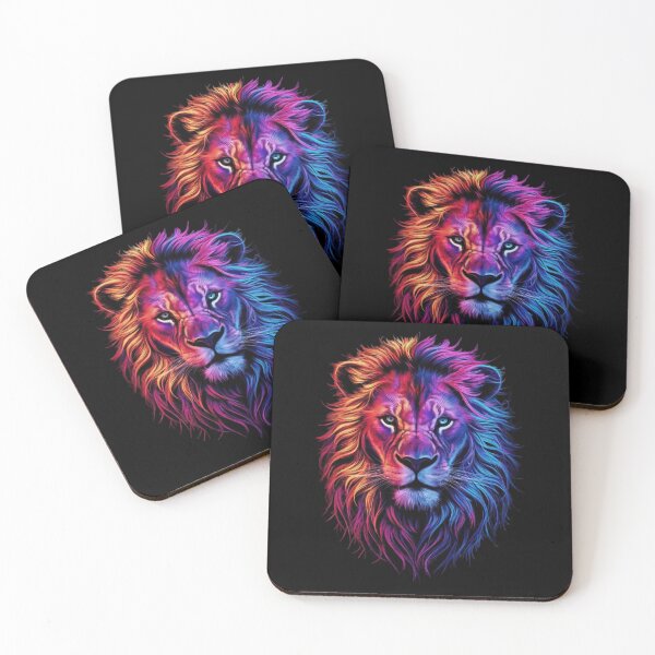 Item preview, Majestic Neon Lion: A Regal Portrait in Vivid Colors designed and sold by RvinJo8.