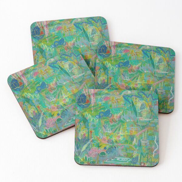 Item preview, One by One the Monkeys Stole Our Koi - Acrylic Abstract Painting designed and sold by HoneyRenard.