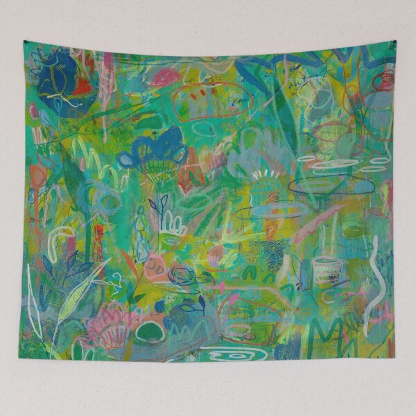 Item preview, One by One the Monkeys Stole Our Koi - Acrylic Abstract Painting designed and sold by HoneyRenard.