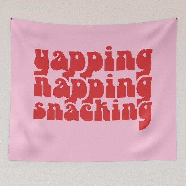 Aperçu de l'œuvre Yapping Napping Snacking Typographie rétro créée et vendue par Dazzline Designs.