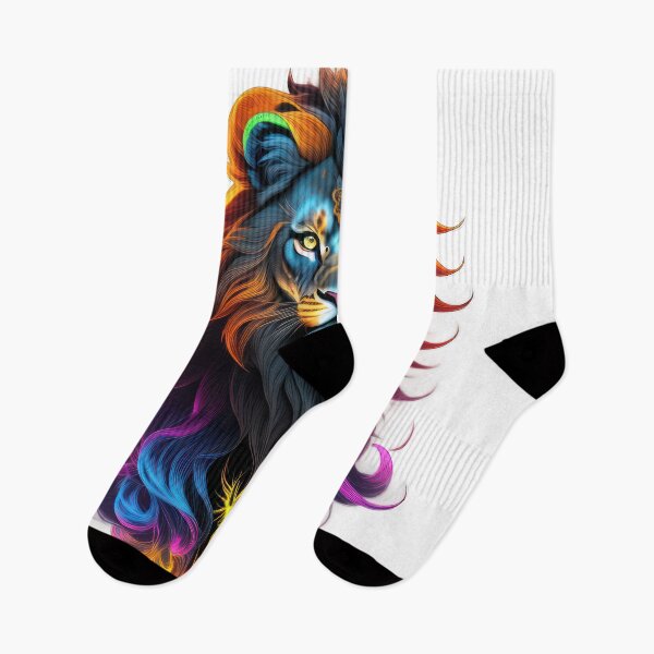 Item preview, Sunset Neon Lion: Vivid Colors in a Captivating Portrait designed and sold by RvinJo8.