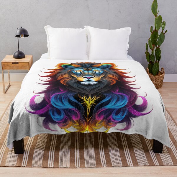 Item preview, Sunset Neon Lion: Vivid Colors in a Captivating Portrait designed and sold by RvinJo8.