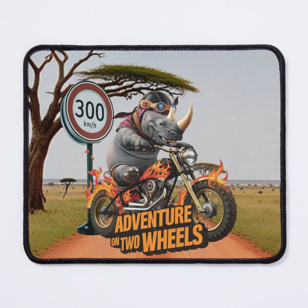 Item preview, Freedom on Two Wheels - Rhinoceros Riding a Motorcycle designed and sold by AleksKos.