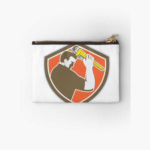 Item preview, Plumber Holding Monkey Wrench Crest Retro designed and sold by patrimonio.