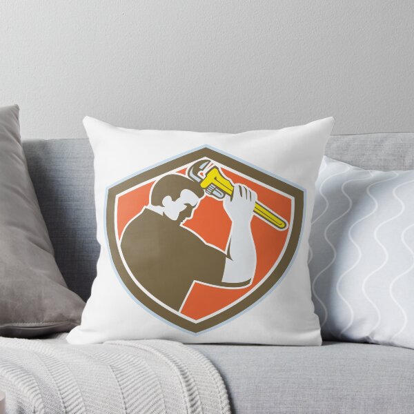 Item preview, Plumber Holding Monkey Wrench Crest Retro designed and sold by patrimonio.