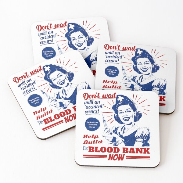 Item preview, Retro Vampire Nurse T-Shirt - Vintage Nurse with Syringe - Halloween Shirt, 'Blood Bank' 1950's Ad, Vampire Shirt, Funny Vampire Nurse Shirt designed and sold by PintoCreatives.