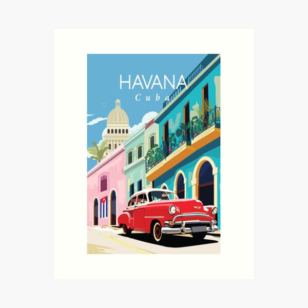 Aperçu de l'œuvre Affiche de voyage à La Havane Cuba  créée et vendue par Arctic frame studio.