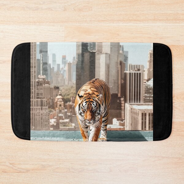 Item preview, Tiger in the Big City with Skyscrapers - Animal Photography designed and sold by regnumsaturni.