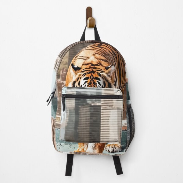 Item preview, Tiger in the Big City with Skyscrapers - Animal Photography designed and sold by regnumsaturni.
