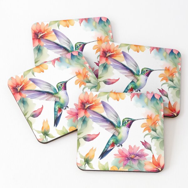 Item preview, Watercolor Hummingbird and Flowers designed and sold by TrendyGalaxy.