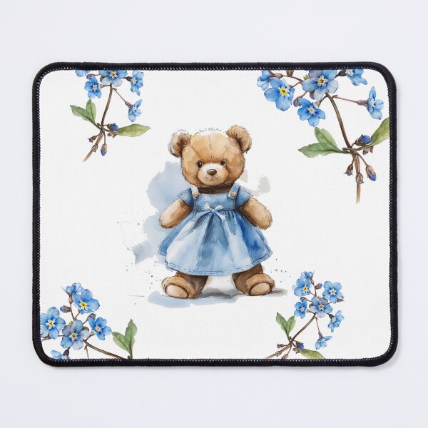 Item preview, Cute teddy bear in a blue dress, forget-me-nots designed and sold by anetajanes.