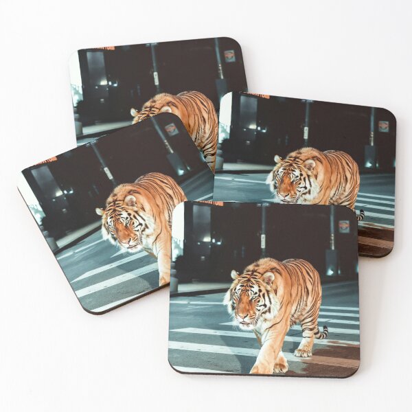 Item preview, Tiger City Night Animal Photography: Majestic Tiger Crossing Urban Street designed and sold by regnumsaturni.