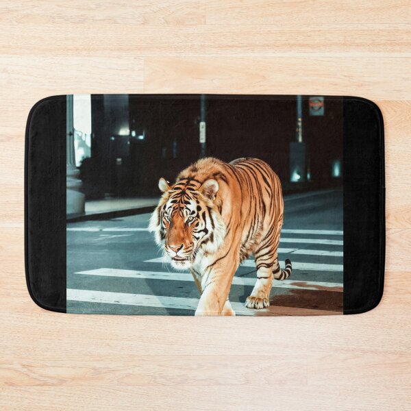 Item preview, Tiger City Night Animal Photography: Majestic Tiger Crossing Urban Street designed and sold by regnumsaturni.