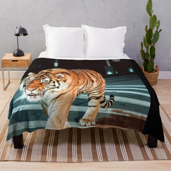 Item preview, Tiger City Night Animal Photography: Majestic Tiger Crossing Urban Street designed and sold by regnumsaturni.