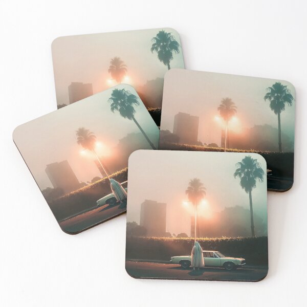 Item preview, Ethereal Minimalist Photography with Vintage Car and Palm Trees at Dawn designed and sold by regnumsaturni.