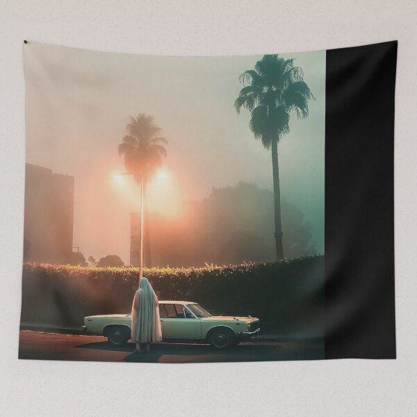 Item preview, Ethereal Minimalist Photography with Vintage Car and Palm Trees at Dawn designed and sold by regnumsaturni.