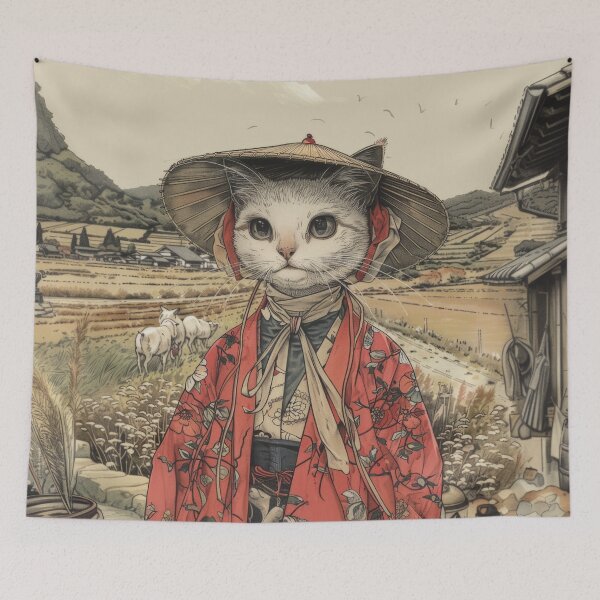 Item preview, Cat Portrait - Samurai's Wife designed and sold by aleezon.