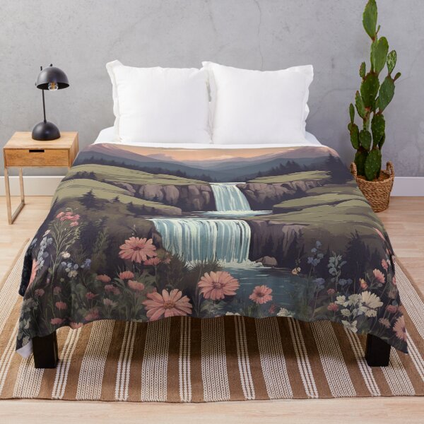 Item preview, A Mountainous Landscape with Wildflowers and Waterfall designed and sold by deirdre gray.