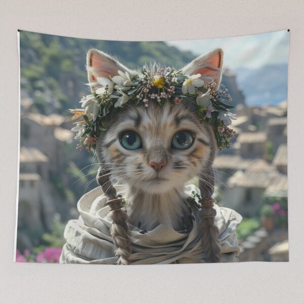 Item preview, Cat Portrait - Girl designed and sold by aleezon.