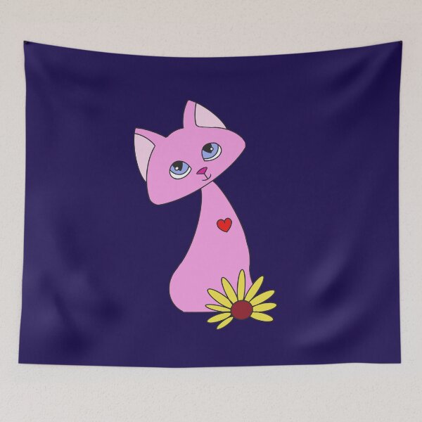 Item preview, Pink Kitty Cat with Daisy designed and sold by LiaIsabellaArt.