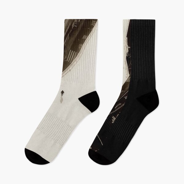 Item preview, Minimalist Black And White Cityscape Photography: Solitary Walk on Urban Bridge designed and sold by regnumsaturni.