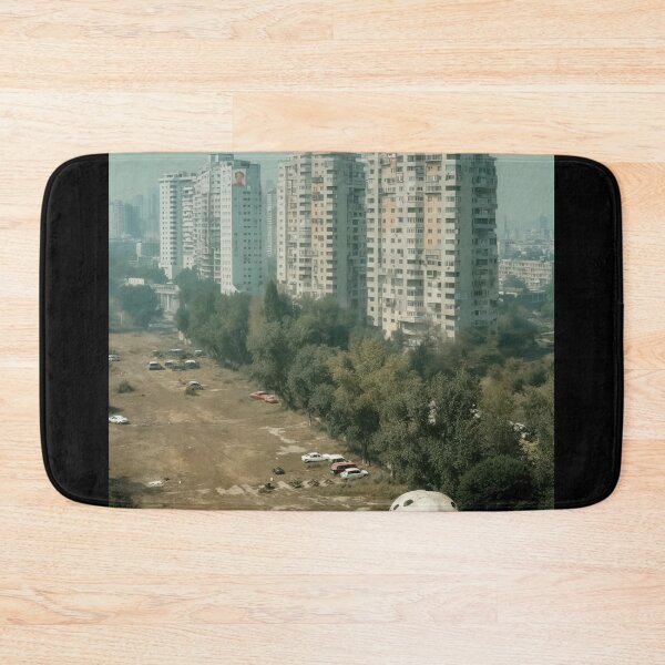 Item preview, Overgrown City Park Photography with Abandoned Vehicles and High-Rise Buildings designed and sold by regnumsaturni.